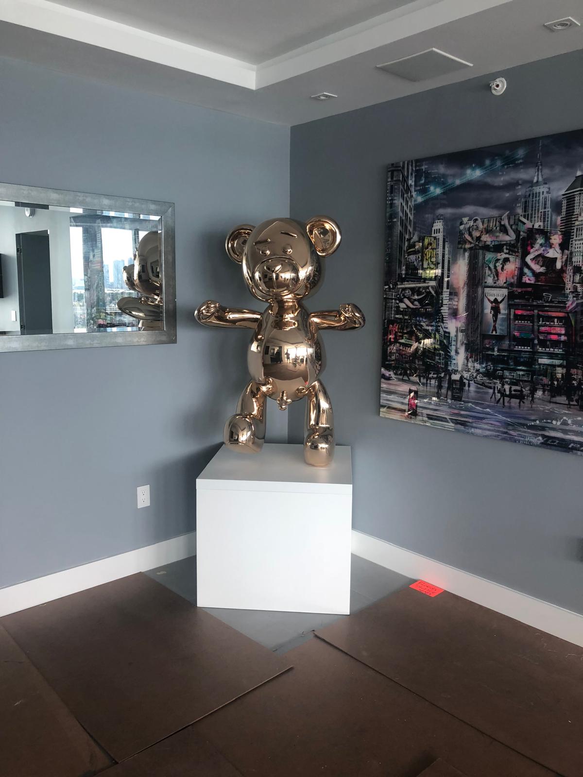 Installation view of Bare Hug on its pedestal